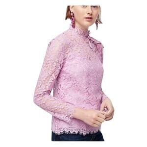 J. Crew Mock Neck Lace Top Lilac Purple Women 4